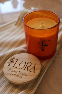 Flora Hand Poured Organic Coconut Wax Candle Sunset Nectar -10oz