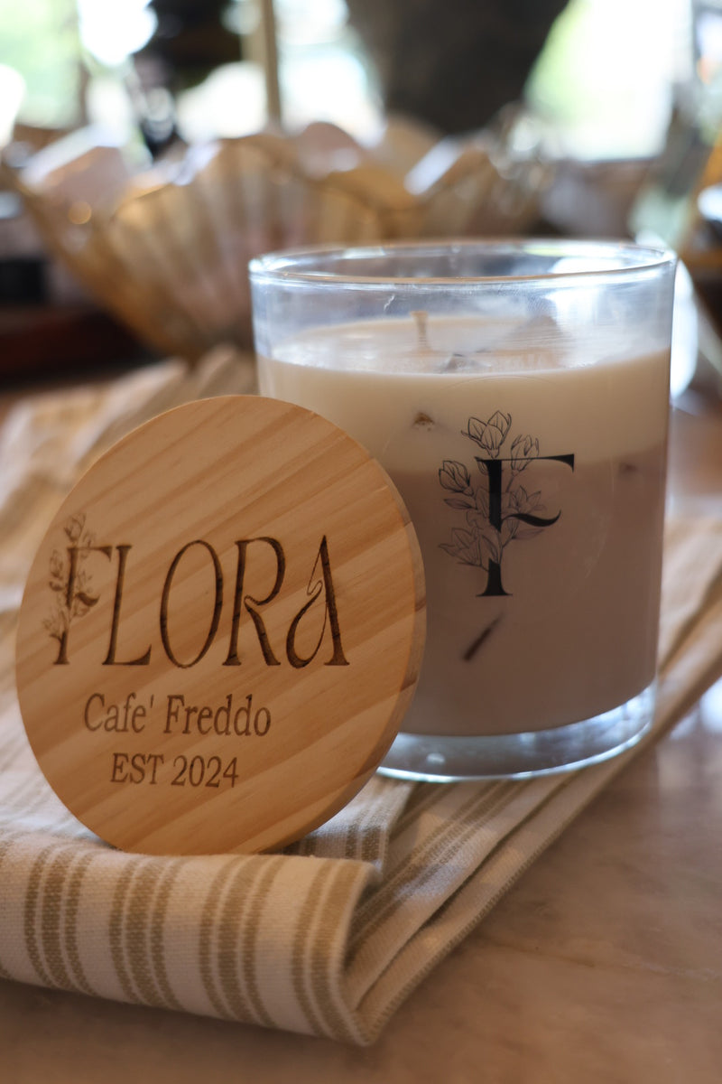 Flora Hand Poured Organic Coconut Wax Candle Cafe Freddo -14oz
