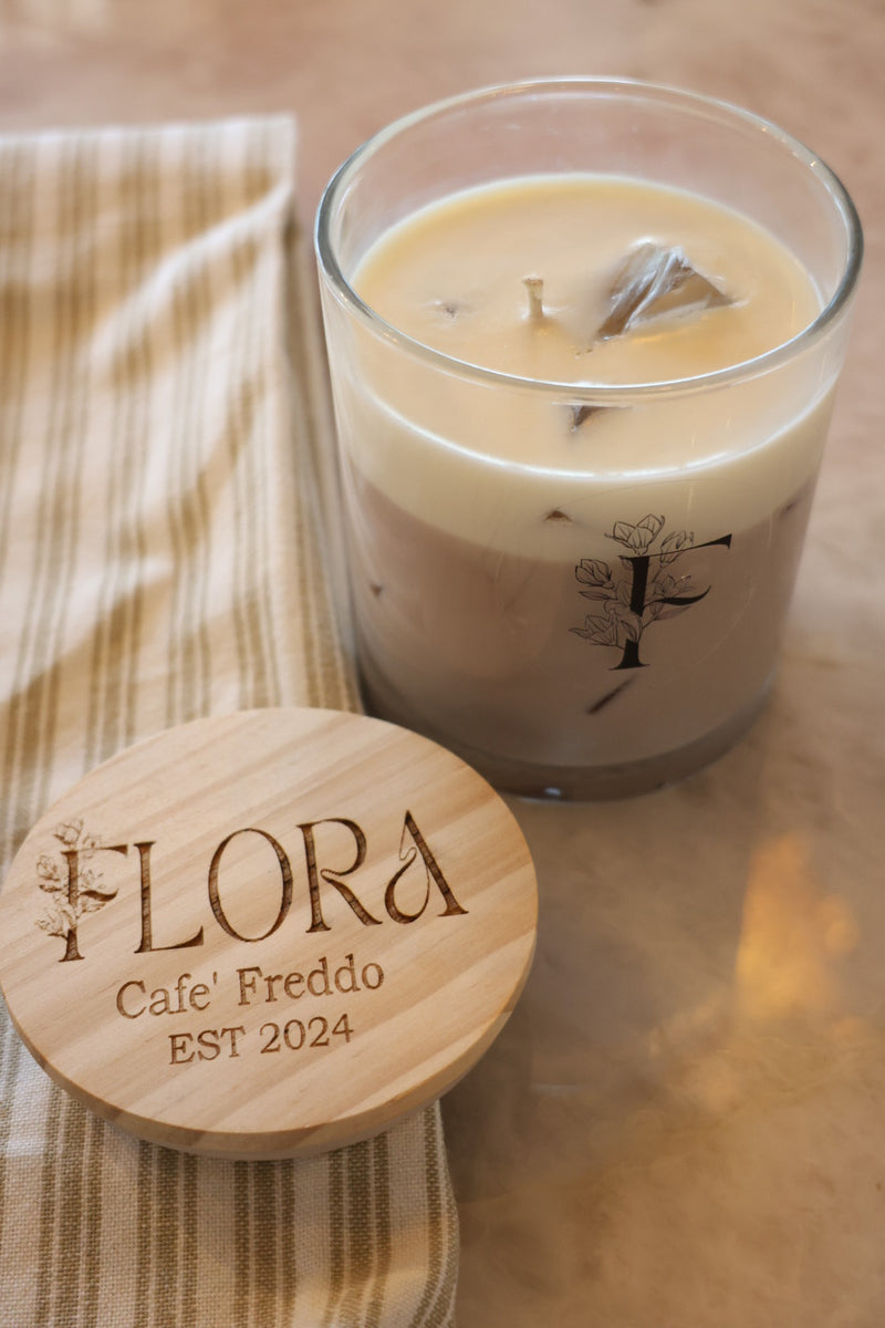 Flora Hand Poured Organic Coconut Wax Candle Cafe Freddo -14oz