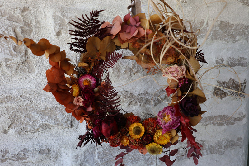 12" Autumn Dried Flower Wreath