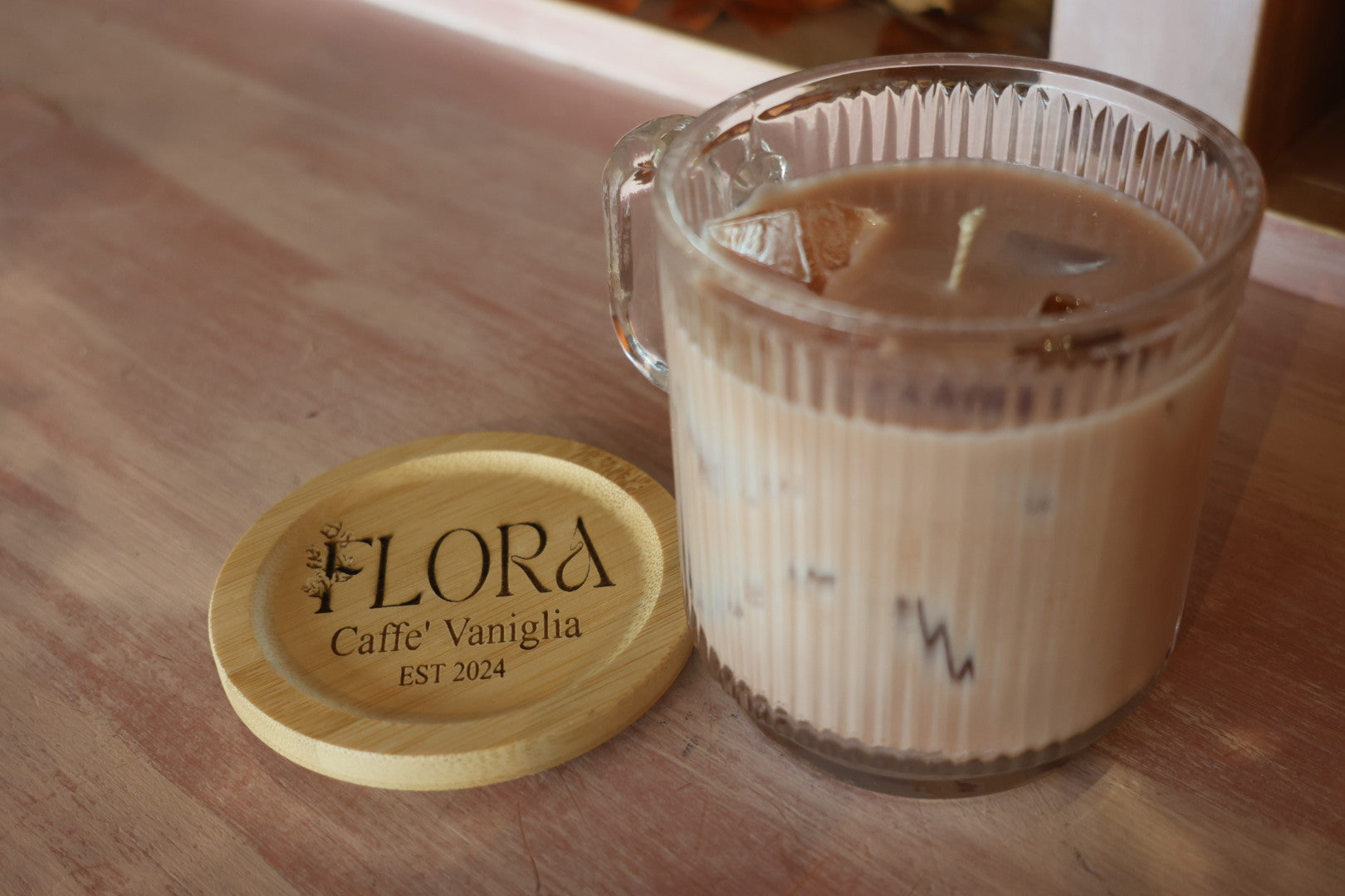 Flora Hand Poured Organic Coconut Wax Candle Caffe' Vaniglia -12oz