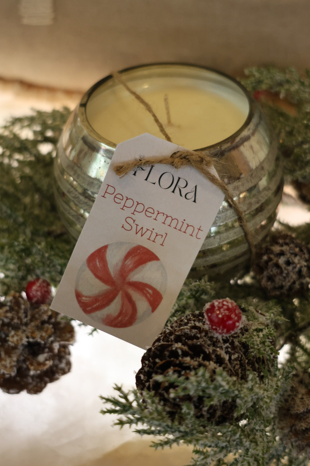 Peppermint Swirl Candle Jar - 14 oz