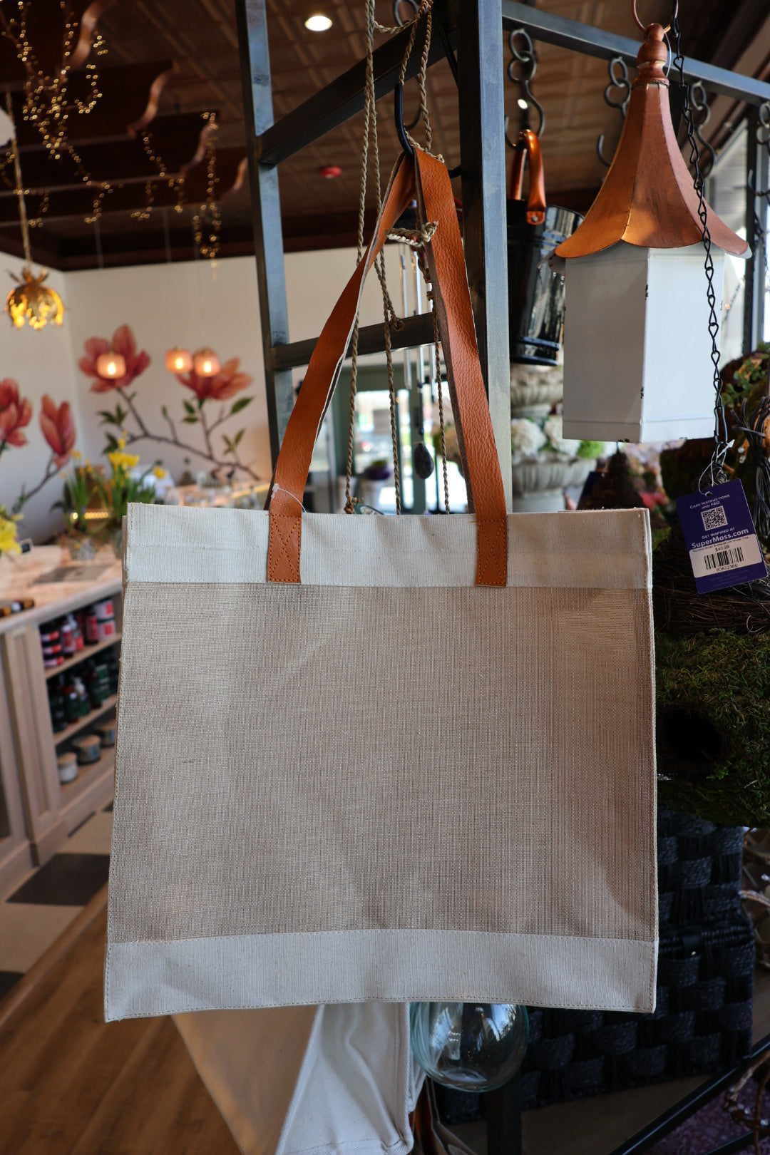 15" Jute Leather Bag