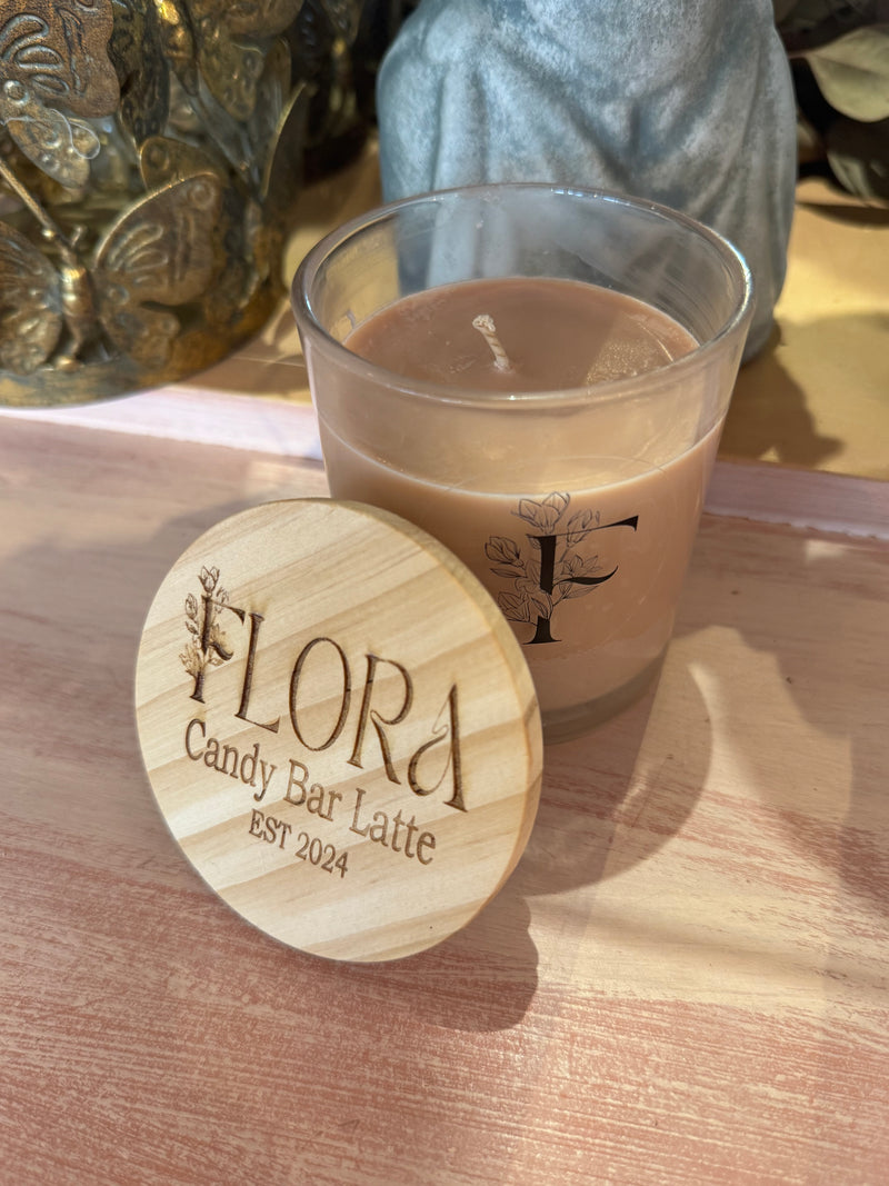 Flora Hand Poured Organic Coconut Wax Candle Candy Bar Latte -10oz