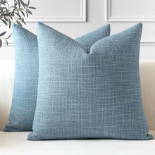 OTOSTAR Pack of 2 Throw Pillow Covers 20x20 Inch Linen Blue Pillowcases Farmhouse Decorative Solid Pillow Covers 50x50 cm Square Cushion Case for Home Decor Sofa Couch Bed (Blue)