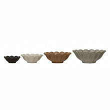 Creative Co-Op Stoneware Flower Bowls 6" L x 6" W x 3" H Multicolor