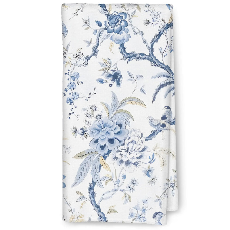 CIOJUNE Blue and White Floral Chinoiserie Kitchen Towels Chinoiserie Decor Dish Towels for Kitchen Blue and White Hand Towels for Bathroom Chinoiserie Home Decor 16x24 Inch