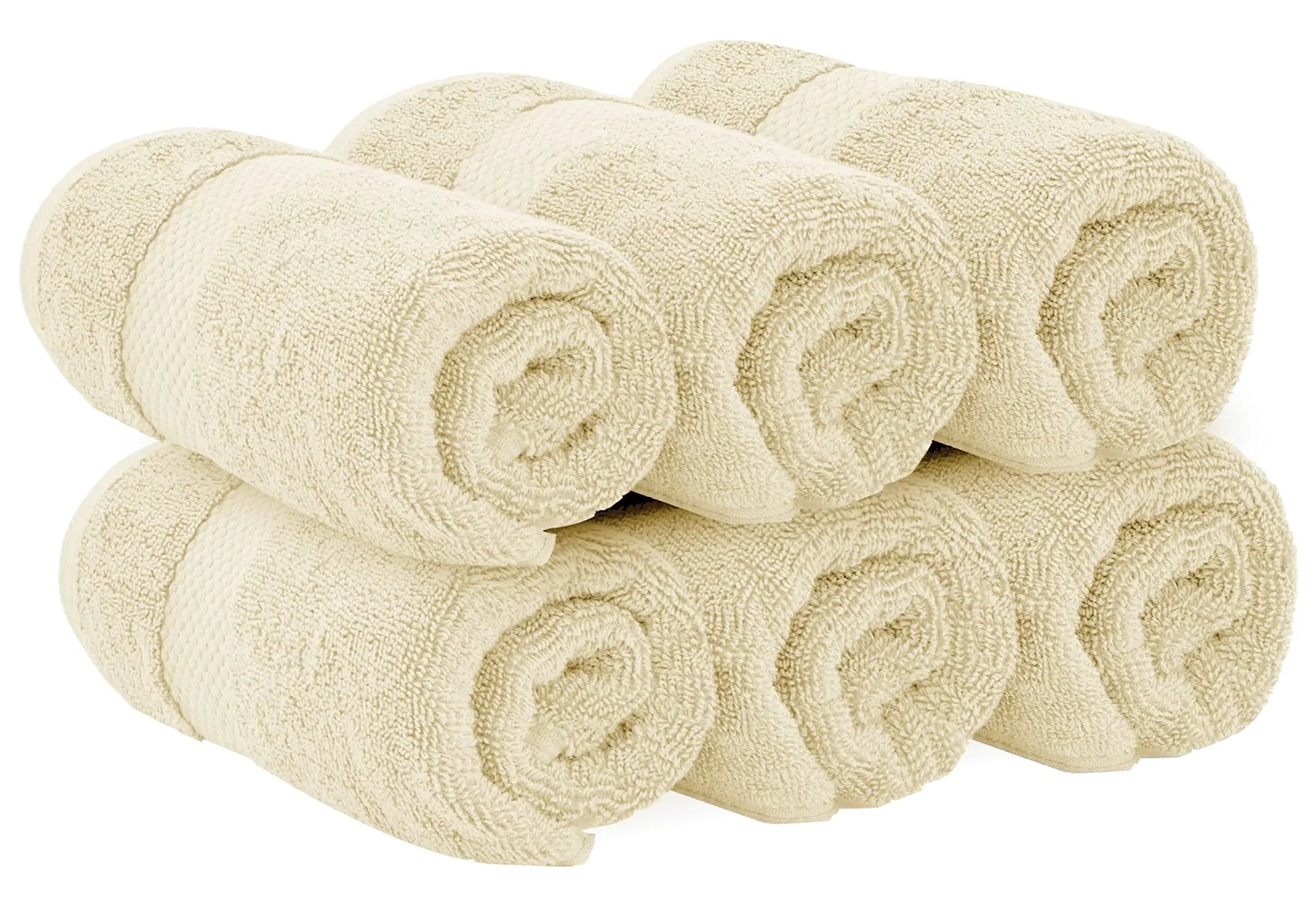 Luxury Hand Towels Turkish Cotton for Hotel Spa 16x30 inch 6 Pack Beige Color.