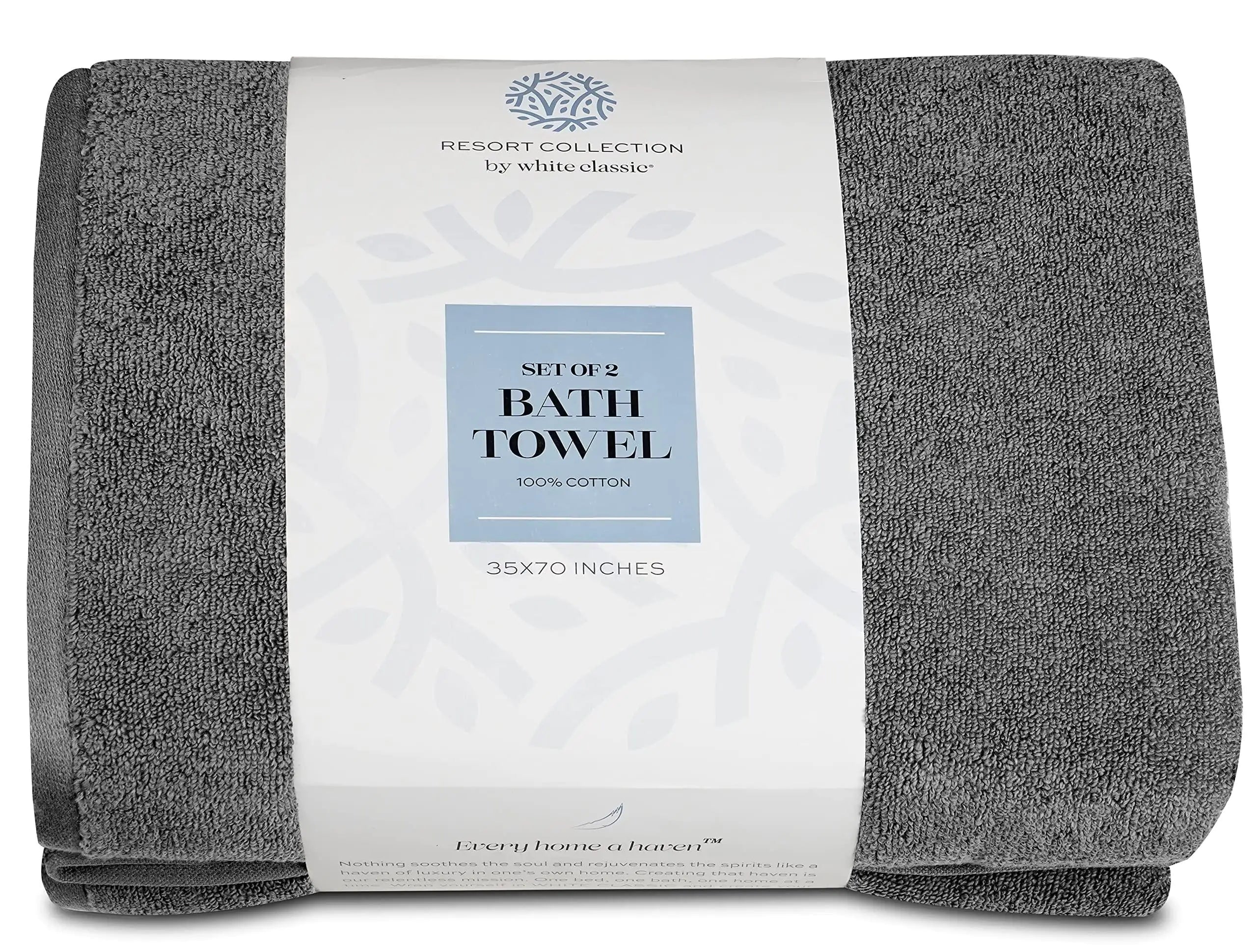 Resort Collection Soft Bath Sheet Towels 35x70 in Oversize 2 Pack Smoke Grey.