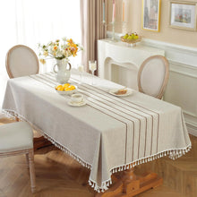 Table Cloth Rectangle Table Rustic Tablecloth 55 x 86 Inch Cotton Linen Waterproof Tablecloth Wrinkle Free Farmhouse Dining Table Cover Cloth Tablecloths with Tassels for Kitchen Dining 6-8 Seats