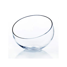 WGV Slant Cut Bowl Glass Vase Width 11" Height 9.5" Clear Terrarium Candy Dish Fruit Jar Floral Container for Wedding Party Event Home Office Decor 1 Piece