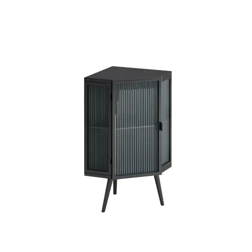 Floor Conical Cabinet With Tempered Glass Door And Storage Shelves, Suitable For Bathroom, Living Room, Bedroom Unavailable Platforms- Temu