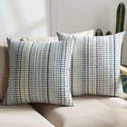 Boho Throw Pillow Covers 20x20 Inch Set of 2 Striped Chenille Farmhouse Decorative Covers Cushion for Sofa Couch Bed Living Room Farmhouse Decor