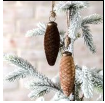 4" FLOCKED PINECONE ORN.