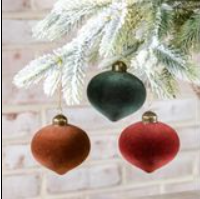 VELVET TEARDROP ORN.