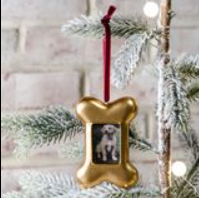 GOLD DOG BONE FRAME ORNAMENT