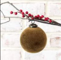 4" GOLD VELVET BALL ORNAMENT