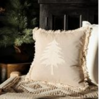 18X18 BEIGE SINGLE TREE PILLOW