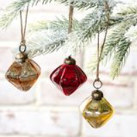 3 ASST GOLD-ROSE-RED ORNAMENTS