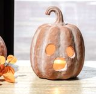 12" TERRACOTTA GHOST FACE PUMPKIN
