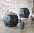 BLACK TIN PUMPKINS LG