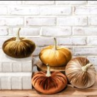 4 ASST. 7.5" VELVET PUMPKINS