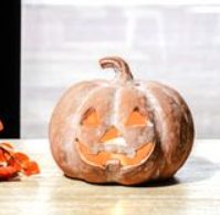 9" TERRACOTTA JACK-O-LANTERN PUMPKIN