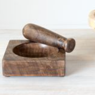 WOOD MORTAR & PESTLE
