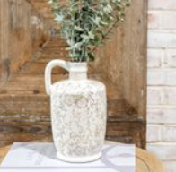 10.25" BEIGE HEIRLOOM HANDLE VASE