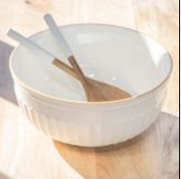 11" CERAMIC BOWL WITH UTENSILS