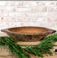26" ROUND WOODEN TRAY HEAVILY DISTRESSED