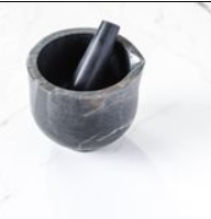 BLK MARBLE MORTAR AND PESTLE