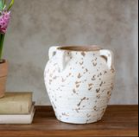 10.4" VINTAGE WHITE TERRA COTTA VASE