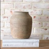 9.6" NATURAL STRIPE CERAMIC VASE