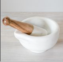 WHITE MARBLE MORTAR & PESTLE