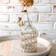 6.5" GLASS VASE WITH WEAVING