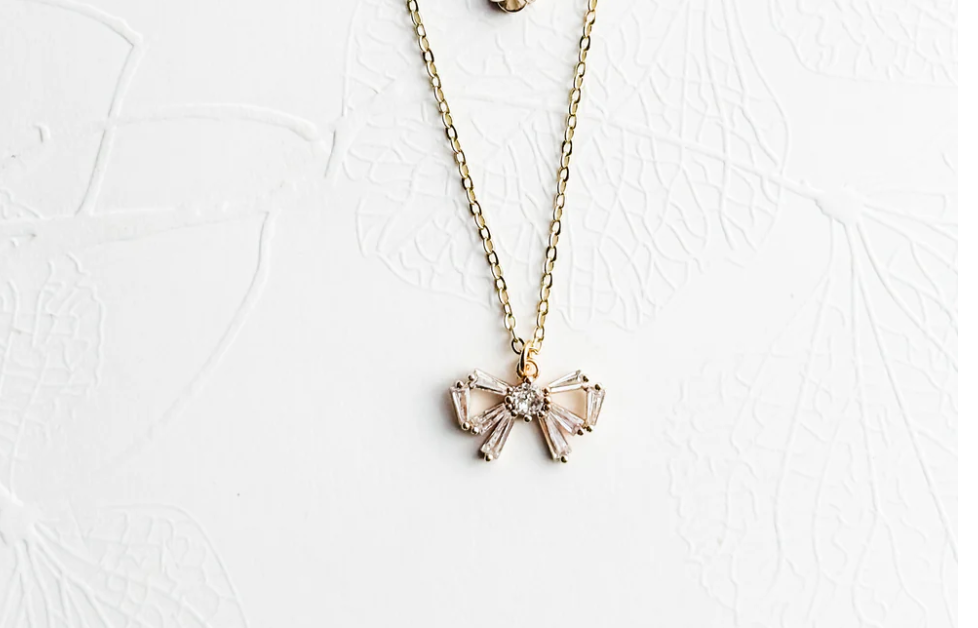 Honey Lou Faceted Crystal Bow Necklace