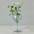 Denim Blue Wine Glass Shaped Flower Vase, Medium
