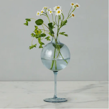 Denim Blue Wine Glass Shaped Flower Vase, Medium