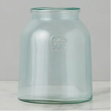 French Bee Clear Mason Jar Vase with Seal, Medium