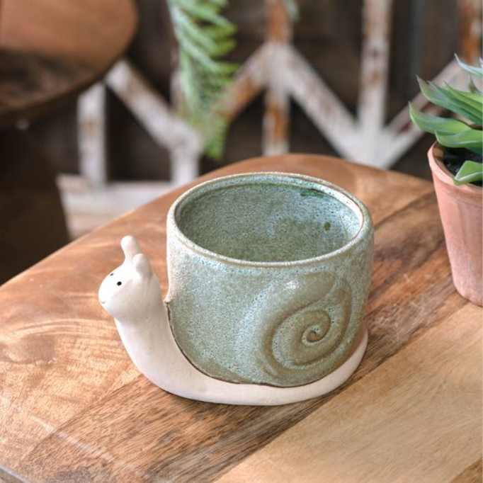 6" CERAMIC SNAIL PLANTER