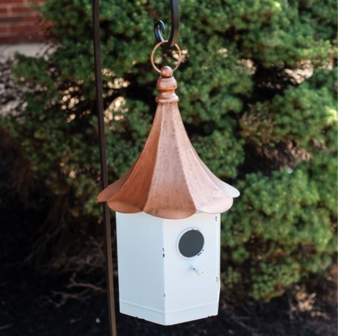 13.75" Copper & White Tin Birdhouse