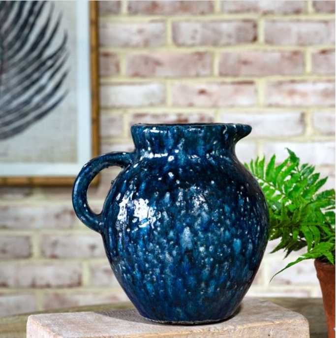 9" Blue Textured Pitcher