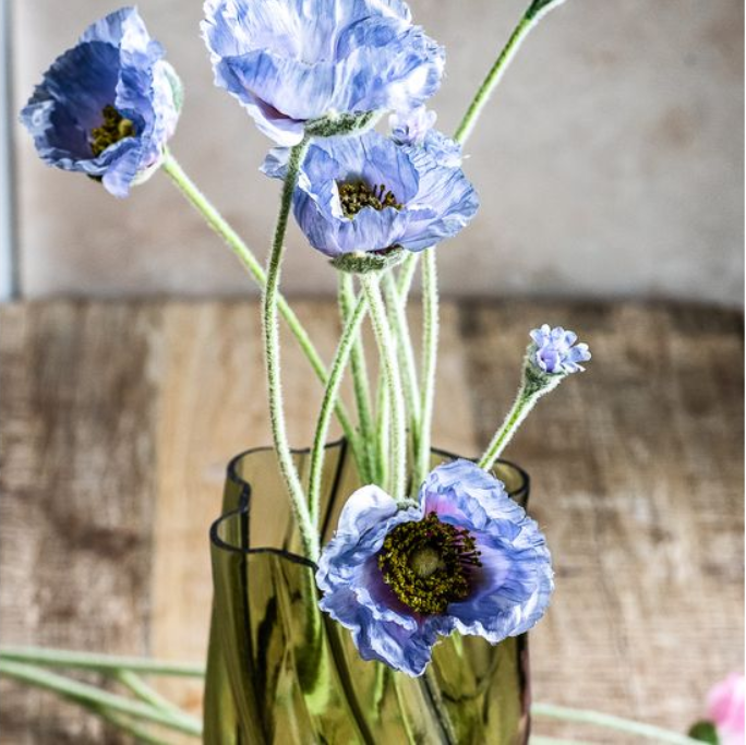 26" Blue Poppy Flower Stem