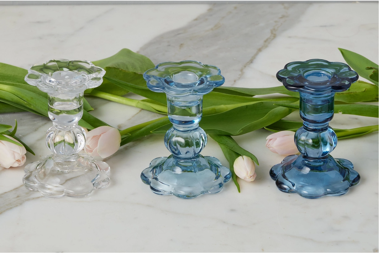 Glass Scalloped Candlesticks
