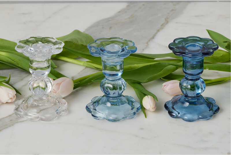 Glass Scalloped Candlesticks