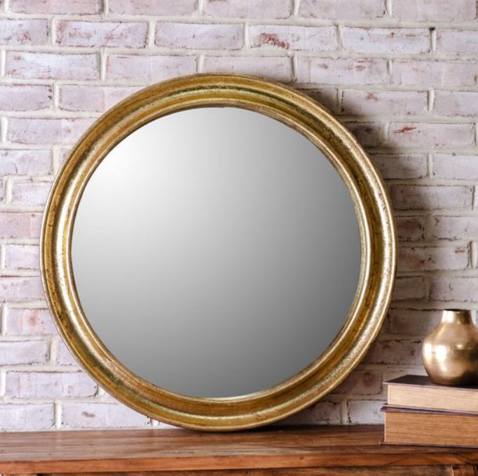 30" ROUND GOLD MIRROR