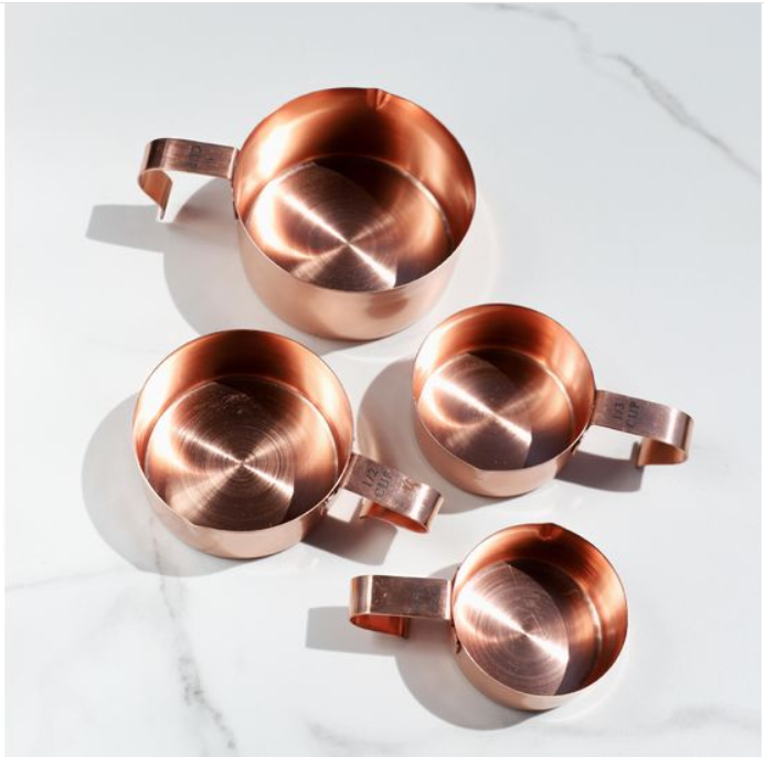 S/4 COPPER PLATED MEASURING CUPS