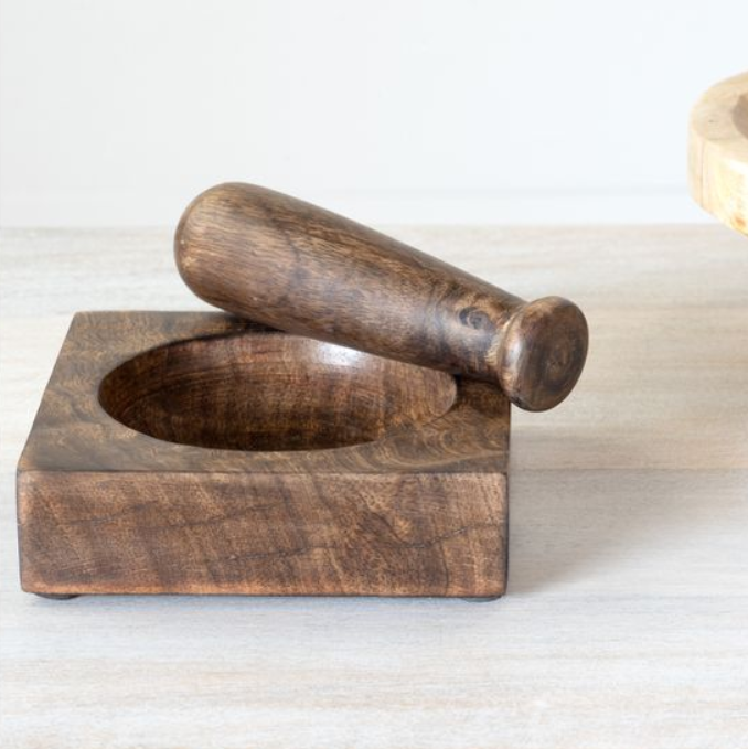 WOOD MORTAR & PESTLE