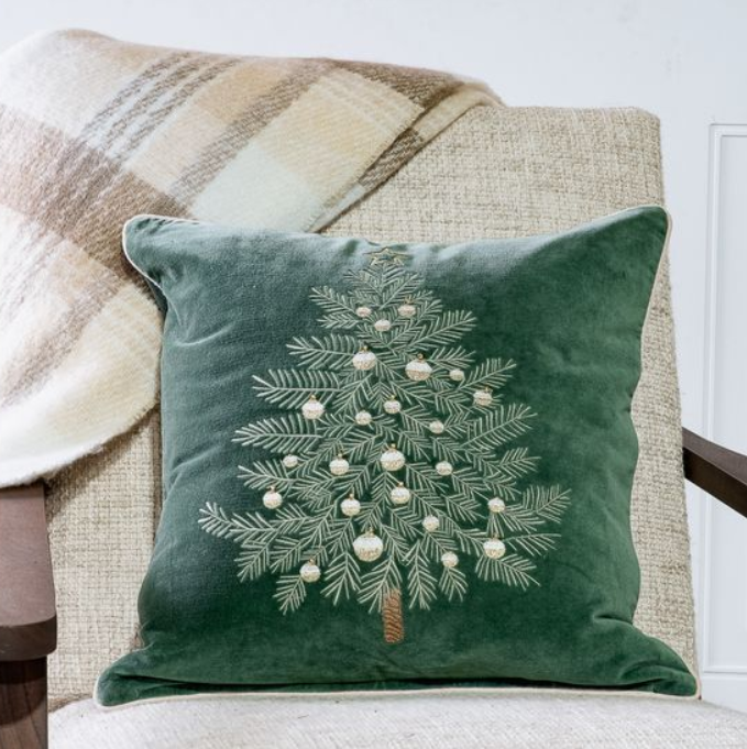18 x 18 Green Tree Ornaments Pillow